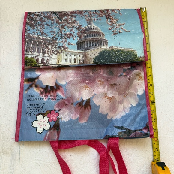 Cherry Blossom Tote Bag with Red Handles - Picture 3 of 7